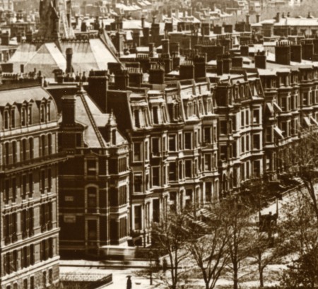 261 Clarendon and 49-65 Commonwealth (ca. 1890); detail from photograph of the north side of Commonwealth looking east; courtesy of Barry and Judith Solar